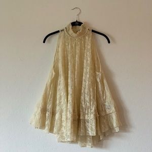 Free People Cream Lace Tank Top